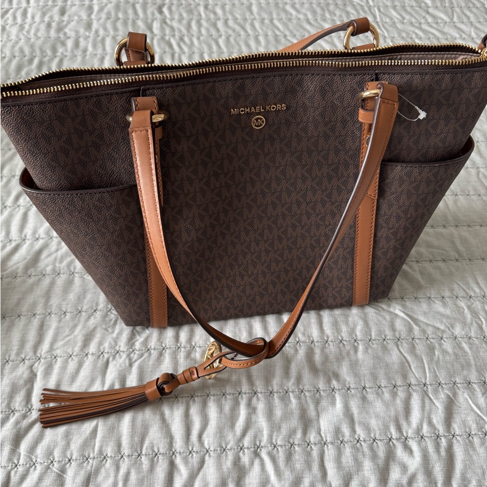 Michael Kors Dark Brown and Tan Tote